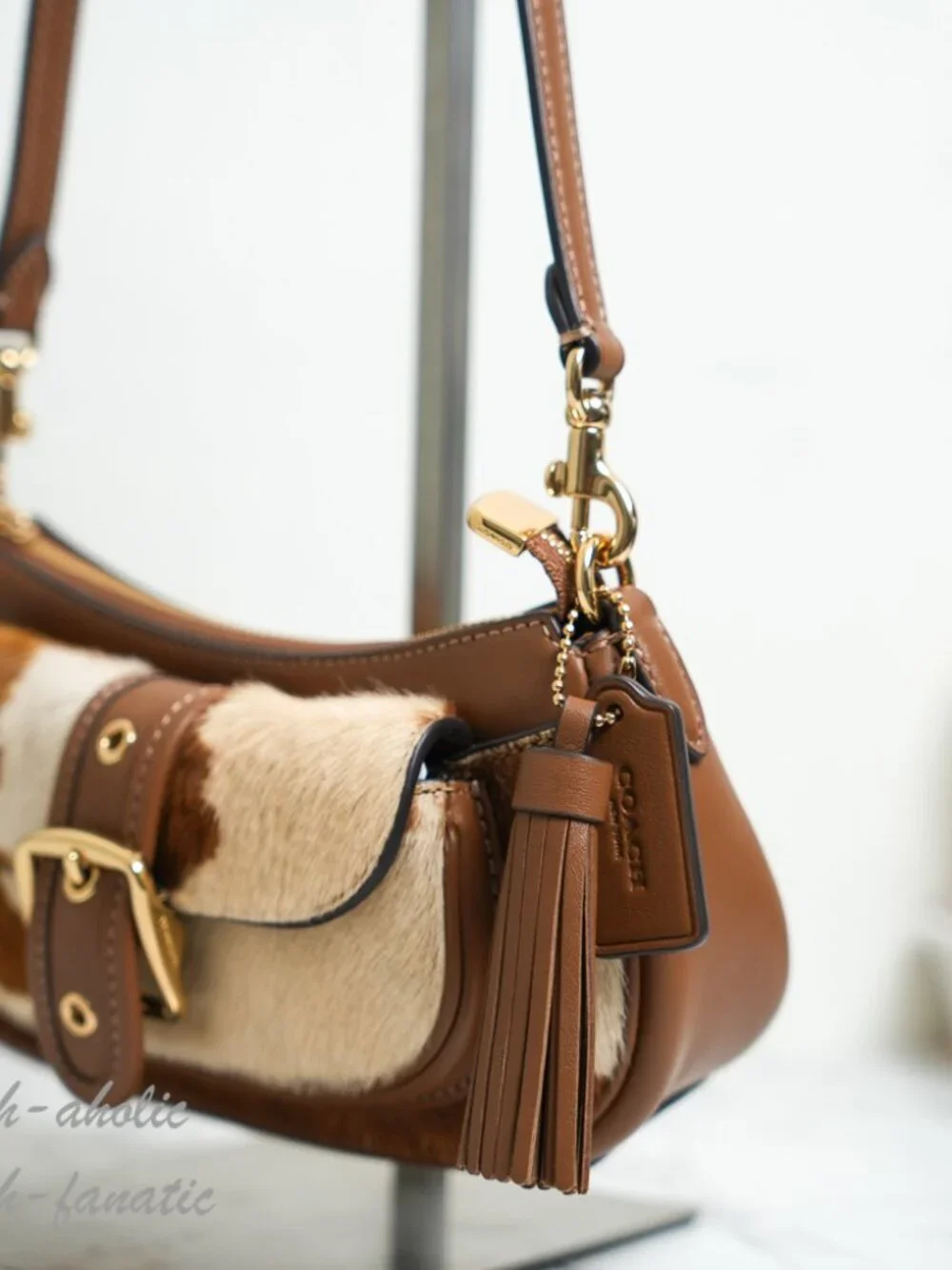 Coach CDX79 Ashton Mini Shoulder Bag Haircalf With Cow Print Brown Crossbody NWT